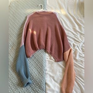 PrettyLittleThing Oversized Poncho Multicolored Knit Sweater